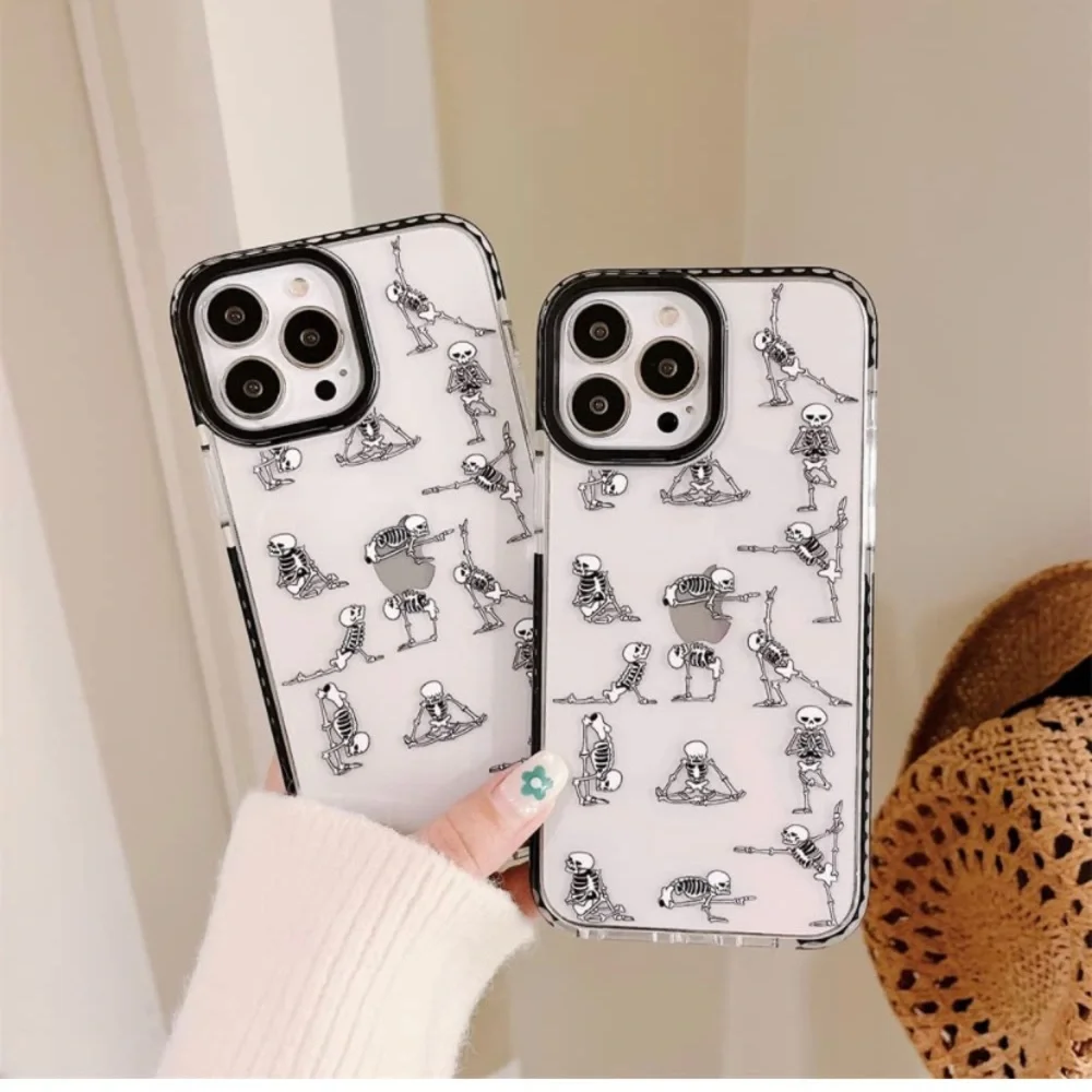 New for iPhone 14 Pro Max Case Boys Funny Cute Yoga Skull